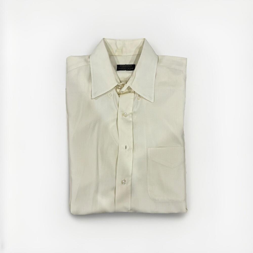GITMAN BROS MENS YELLOW DRESS SHIRT 16/35 LARGE MADE IN USA GREAT CONDITION!